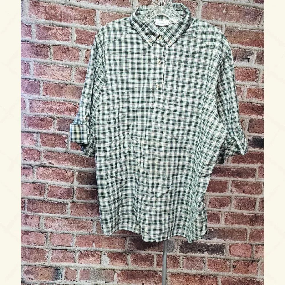 Men's LEVI STRAUSS Plaid Short Sleeve Pullover Shirt 44 (2XL) VINTAGE